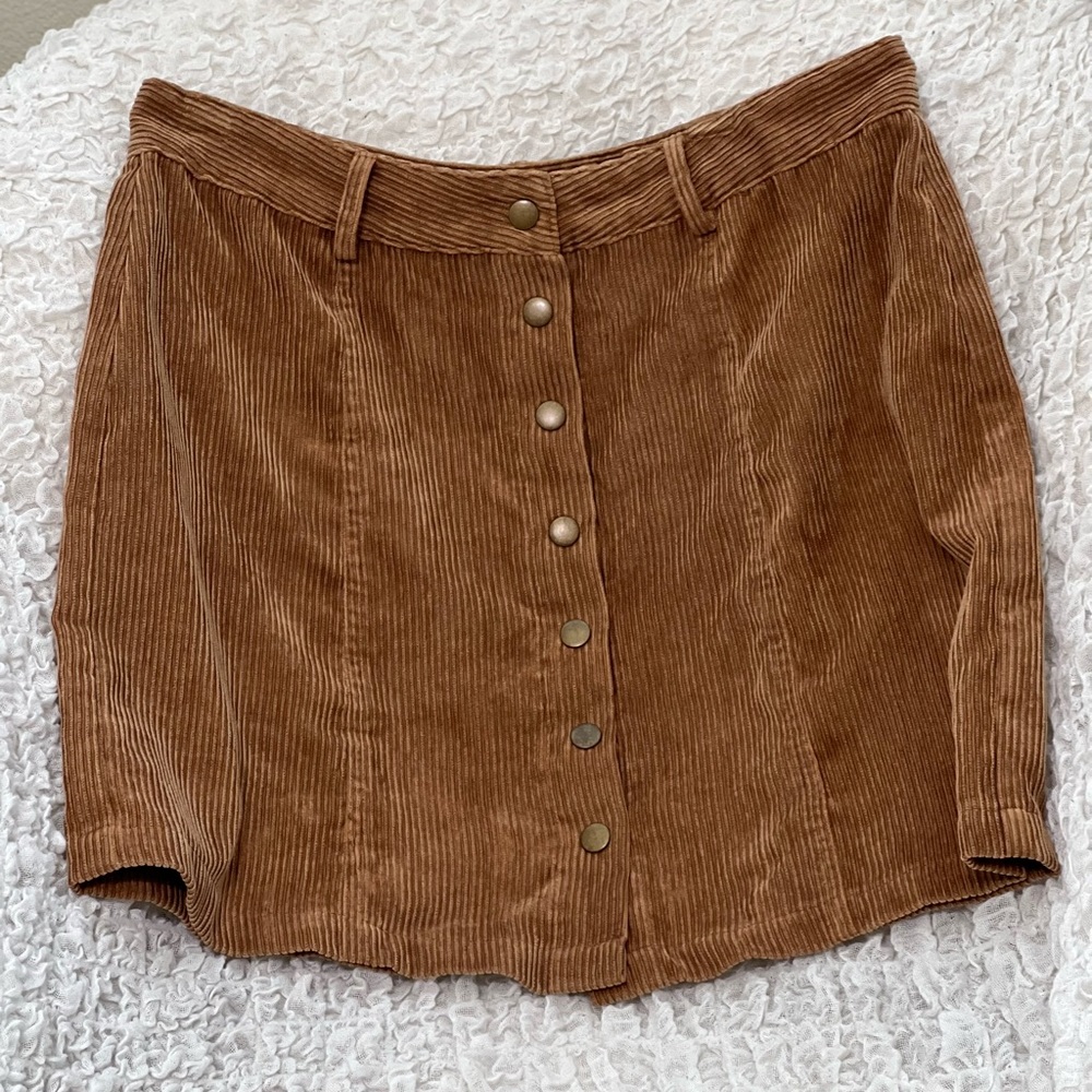 Corduroy Tan/Mustard Button Down Mini Skirt